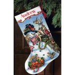 Gold Collection Snowman Gathering Stocking Counted Cross Stitch (image for) Gold Collection Snowman Gathering Stocking Counted Cross Stitch